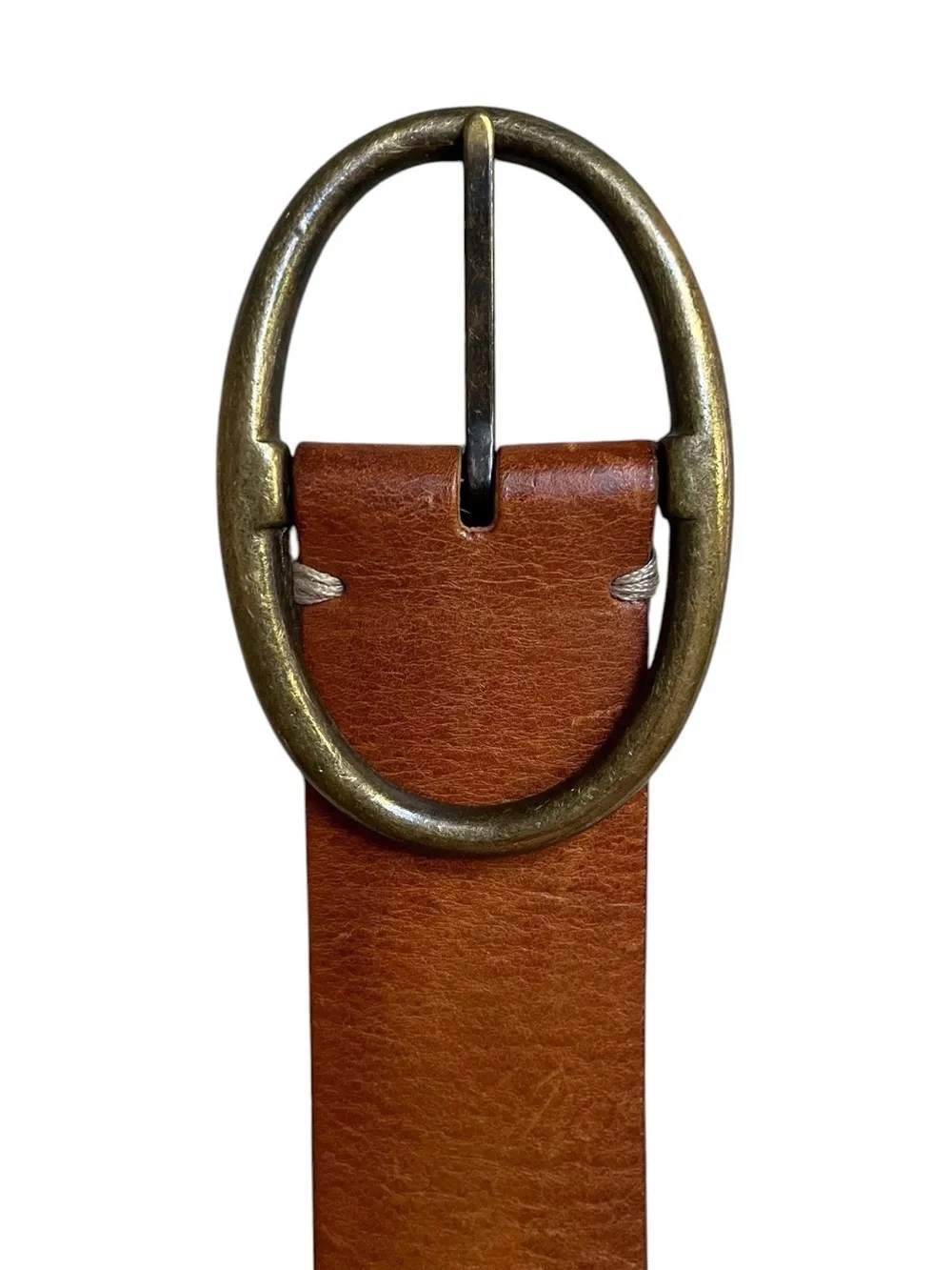 Linea Pelle Brown Woven Leather Belt w/Solid Brass Buckle, sz Large